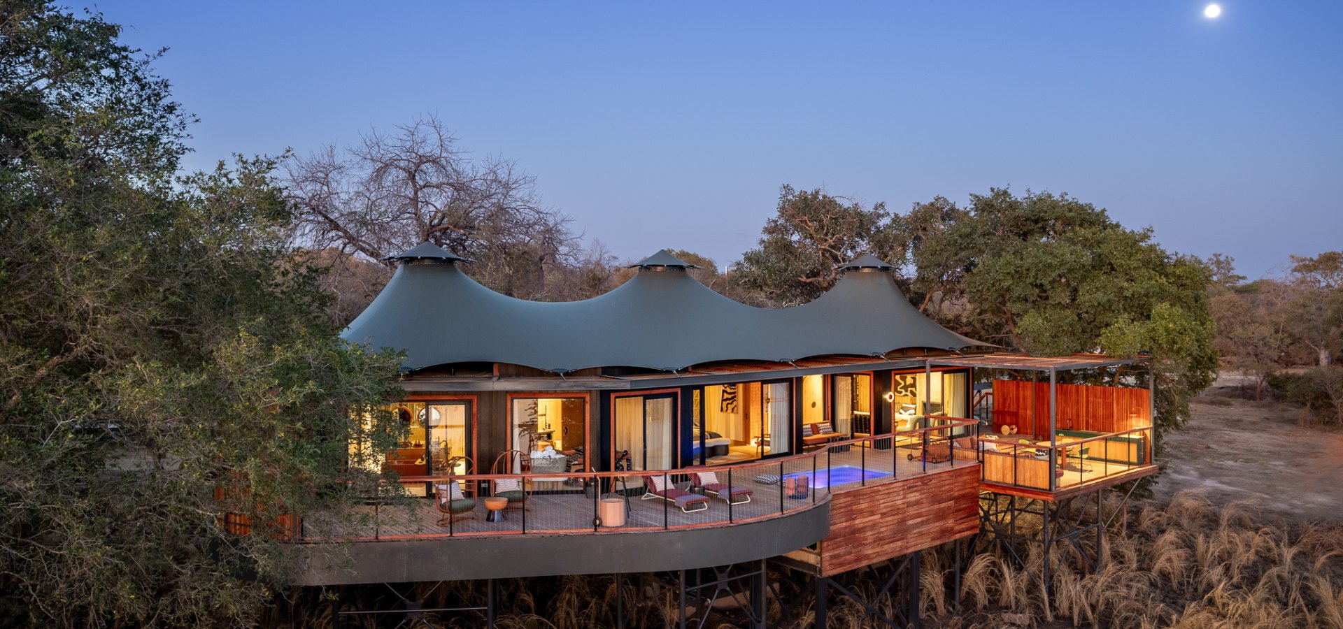 Front View of a Luxury tent at Anantara Tented Camp Kafue River