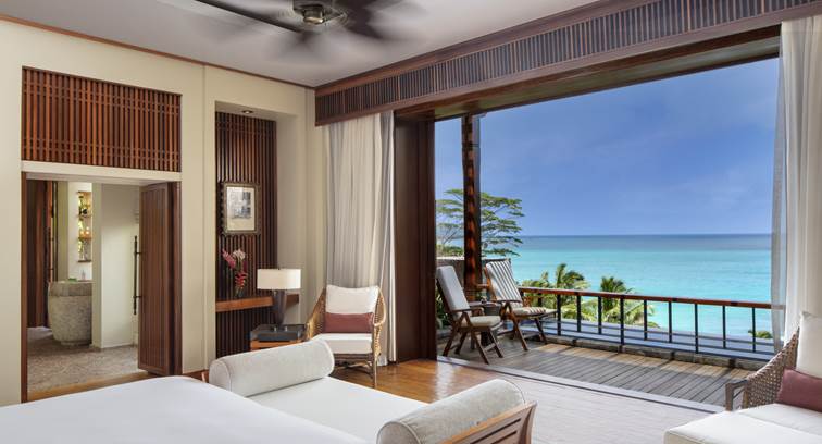 View from bedroom of Ocean View Pool Villa