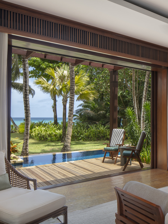 View from bedroom of Premier Beach Pool Villa