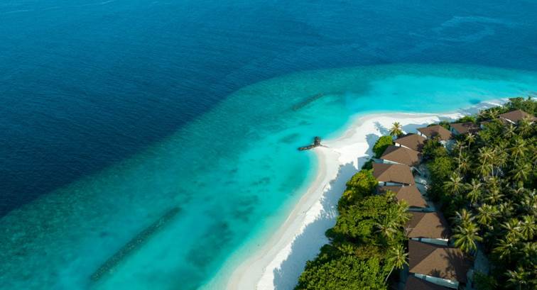 Aerial view of Avani+ Fares Maldives Resort