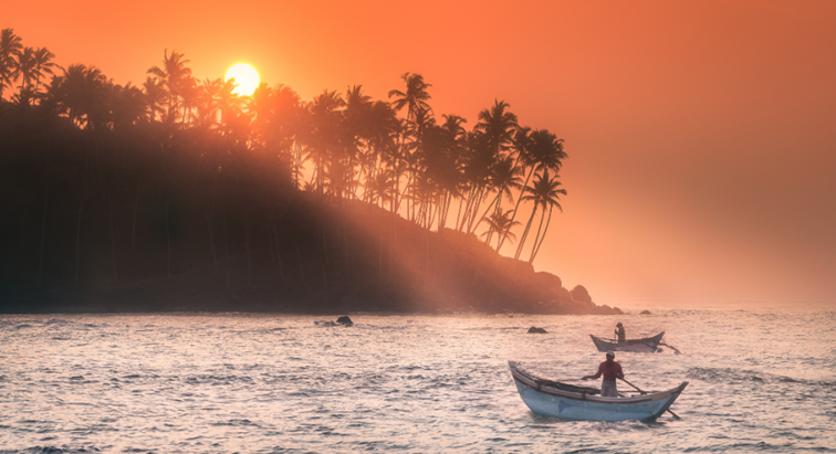Sunset along Sri Lanka